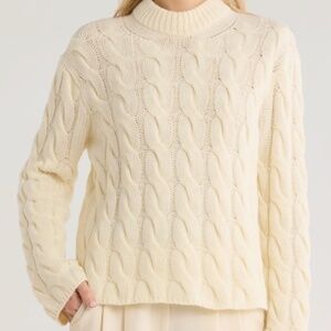 NWT Theory Wool-and-Cashmere Cable Knit Pullover Sweater